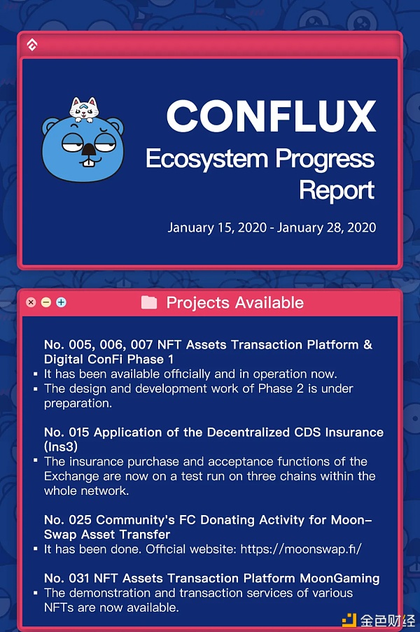 Conflux生态项目进度陈述1.29