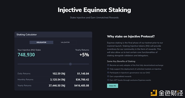 EquinoxStaking公布--Injective测试网的最终阶段