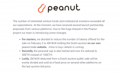 Peanut.trade将2月2日的拍卖代币总量低落至400万枚