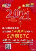 ORBIT生意业务所推出“新年”超級福利五折認購BTC抽獎