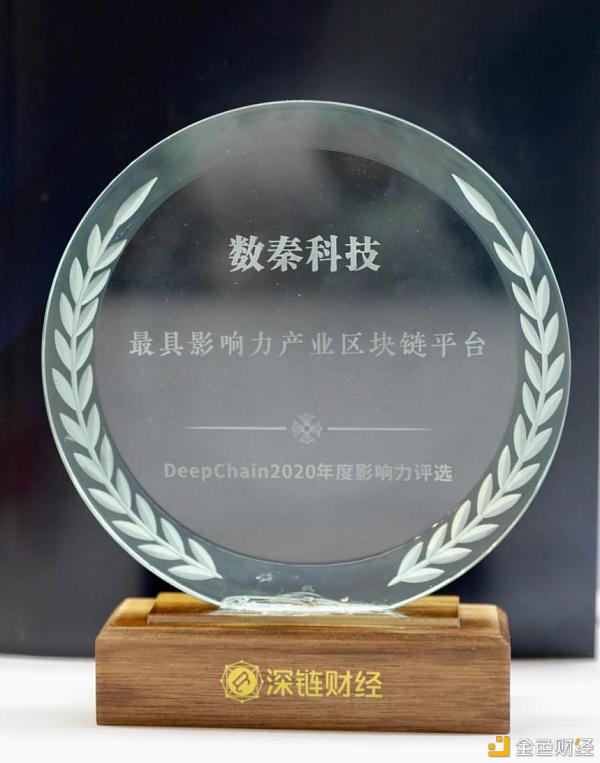 数秦科技荣获DeepChain2020年度“最具影响力财产区块链平台”大奖