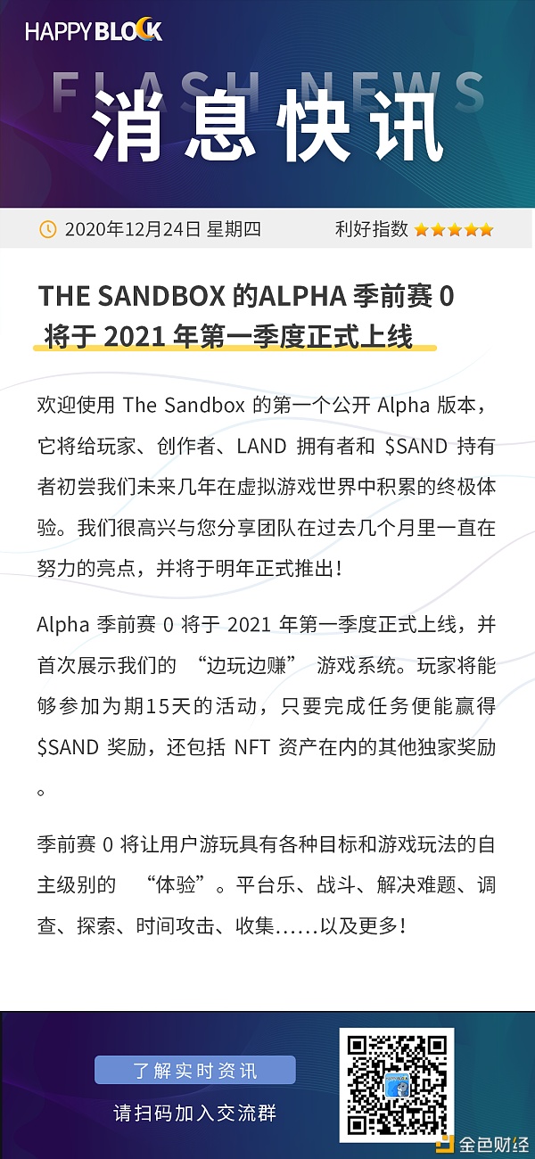 TheSandbox的Alpha季前赛0将于2021年第一季度正式上线