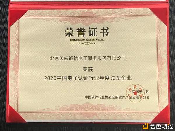 重磅天威诚信荣获2020中国电子认证行业年度领军企业