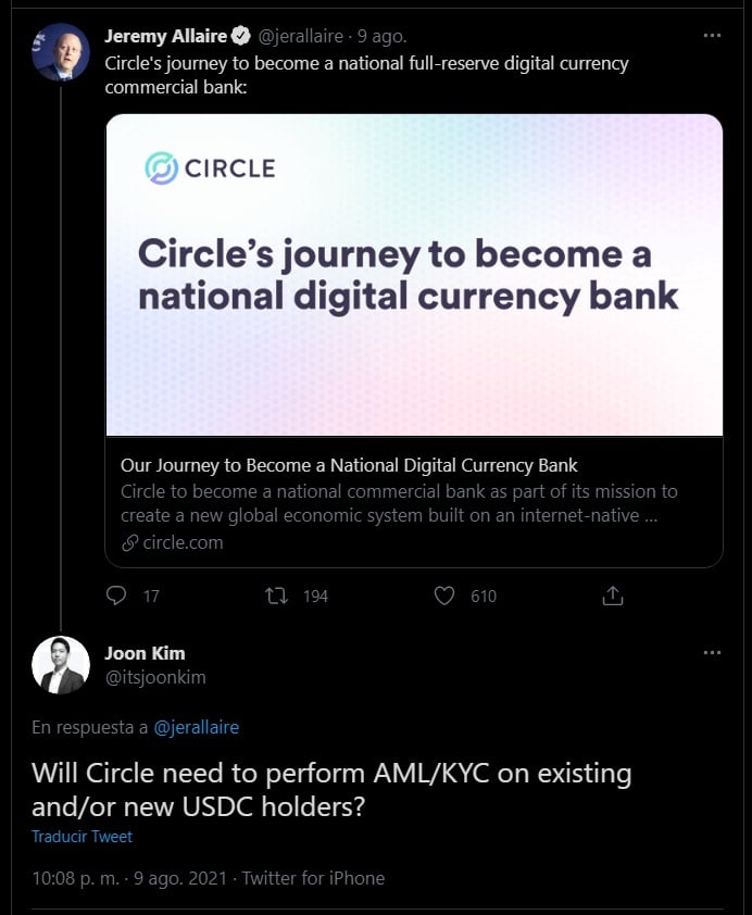 Circle 进展通过成为受扣留的银行将 USDC 带入传统银行业务